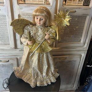 Christmas display figure 24" 1995 Telco Porcelite Angel doll lights & motion vtg